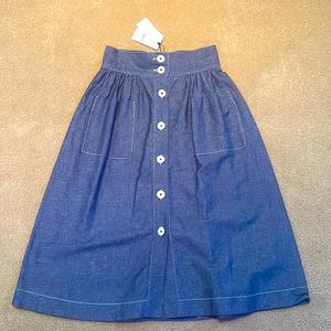 L.K. Bennett Denim Annelin Midi Skirt, Size 4
